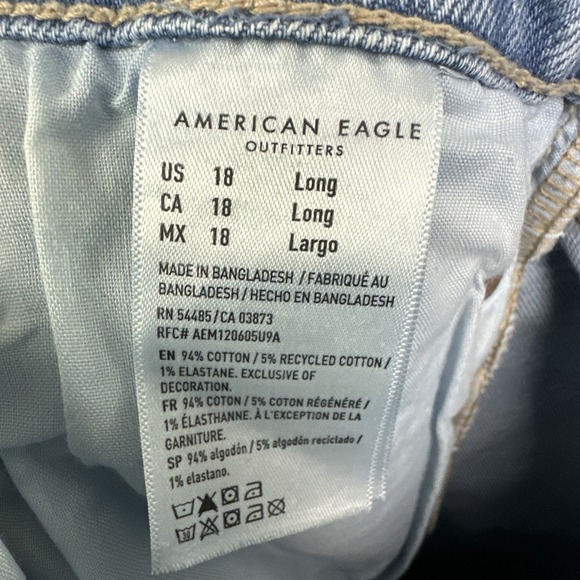 American Eagle Jeans Womens 18 Tall Blue Highest Rise 90s Boyfriend Stretch Fade - Picture 5 of 8